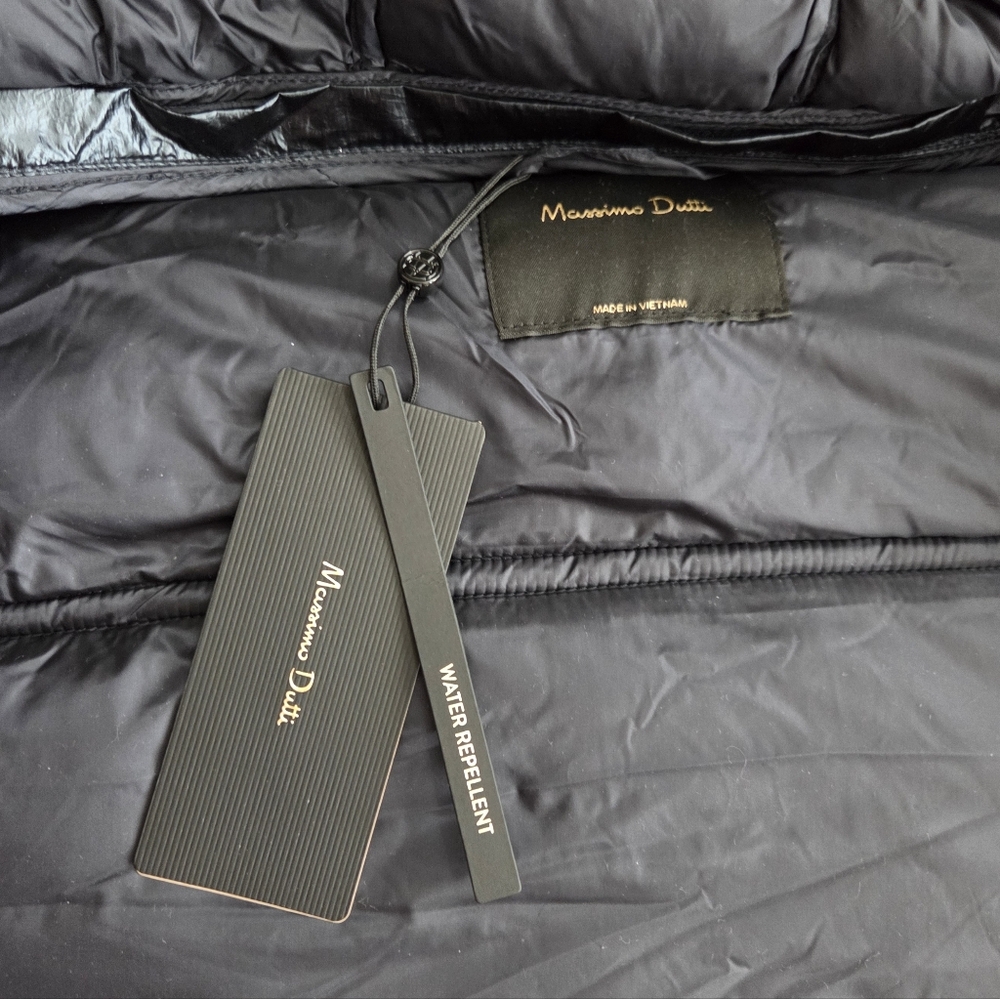 NWT - Massimo Dutti Women's Water Repellent Metallic Puffer Jacket - Size XL - Picture 12 of 15